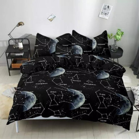 Pościel 200x220 bawełna satynowa 3D Cotton World gruba 3 części 4793 gwiazdozbiory