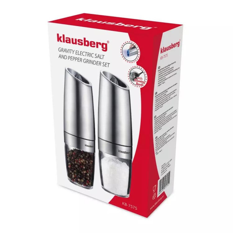 Zestaw dwóch grawitacyjnych stalowych młynków do soli i pieprzu KB 7575 Klausberg Zestaw dwóch grawitacyjnych stalowych młynków do soli i pieprzu KB 7575 Klausberg
