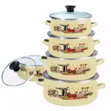 Garnki emaliowane Klausberg KB 7170  zestaw garnków emaliowane garnek GAZ emalia kremowe