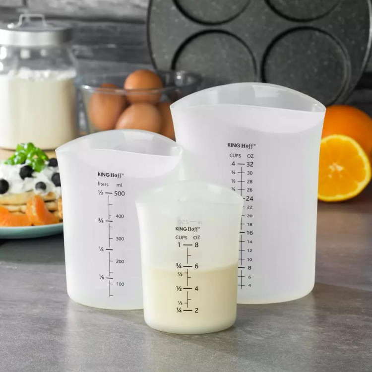 Kubek pomiarowy 250ml silikonowy pojemnik na mąkę cukier KH 4662 Kinghoff Kubek pomiarowy 250ml silikonowy pojemnik na mąkę cukier KH 4662 Kinghoff