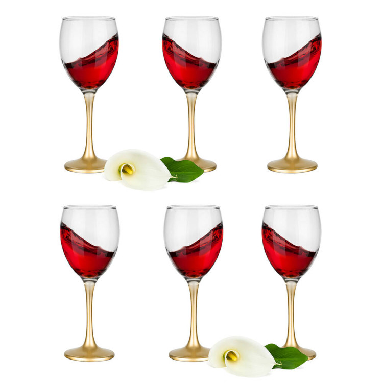 Kieliszki do wina 300 ml Glasmark komplet 6szt złota nóżka Kieliszki do wina 300 ml Glasmark komplet 6szt złota nóżka