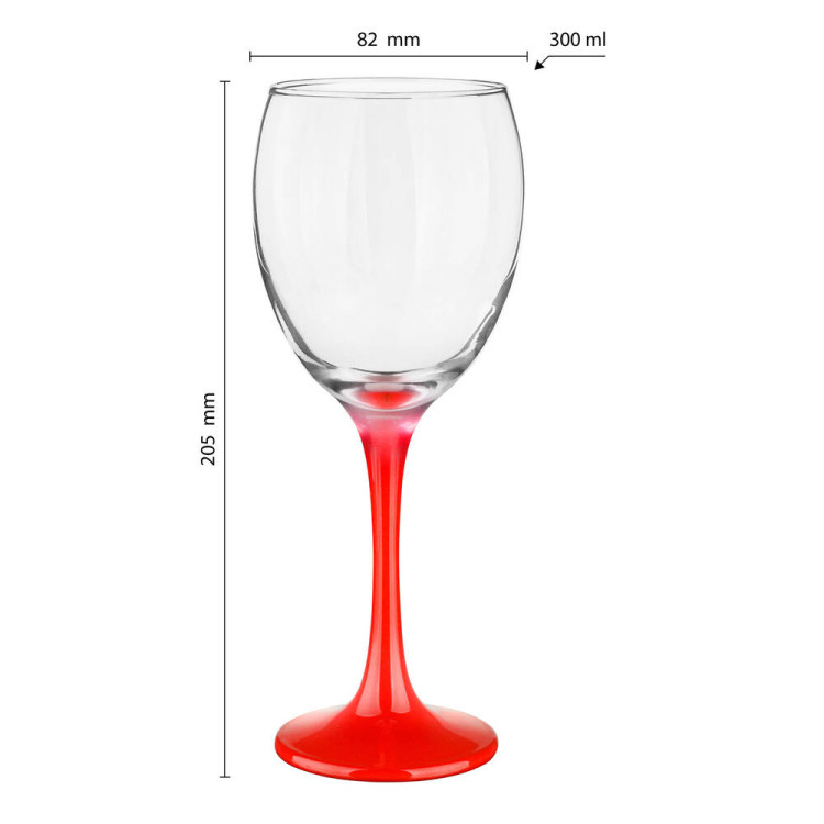 Kieliszki do wina 300 ml Glasmark komplet 6szt czerwona nóżka