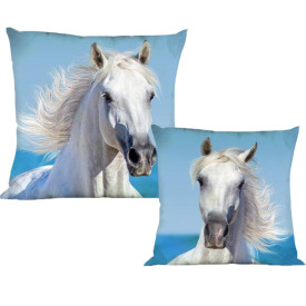 Poszewka dwustronna 40x40 Faro na poduszkę jaśka realistyczny wzór Biały koń
