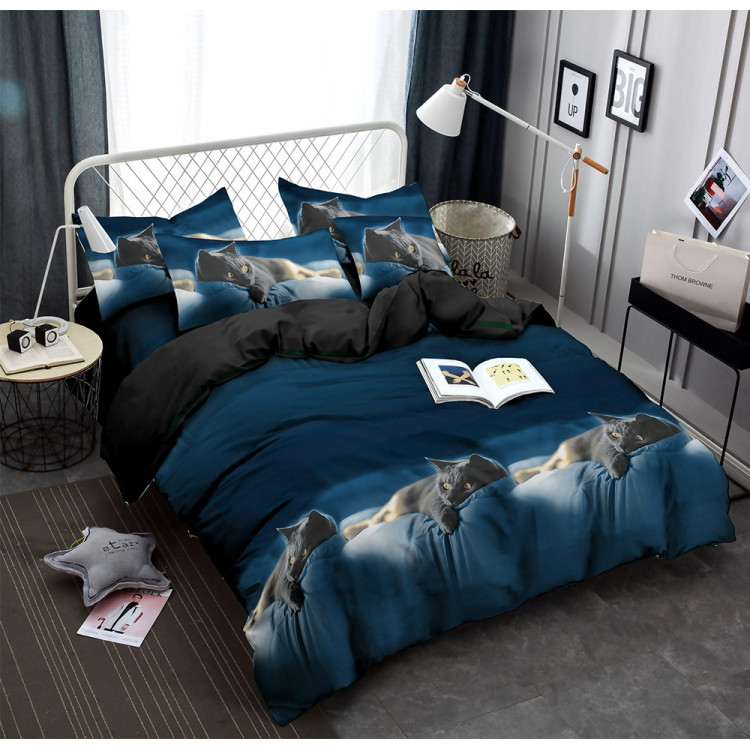 Pościel 160x200 bawełna satynowa 3D Cotton World gruba z prześcieradłem 4 części 456 kot Pościel 160x200 bawełna satynowa 3D Cotton World gruba z prześcieradłem 4 części 456 kot