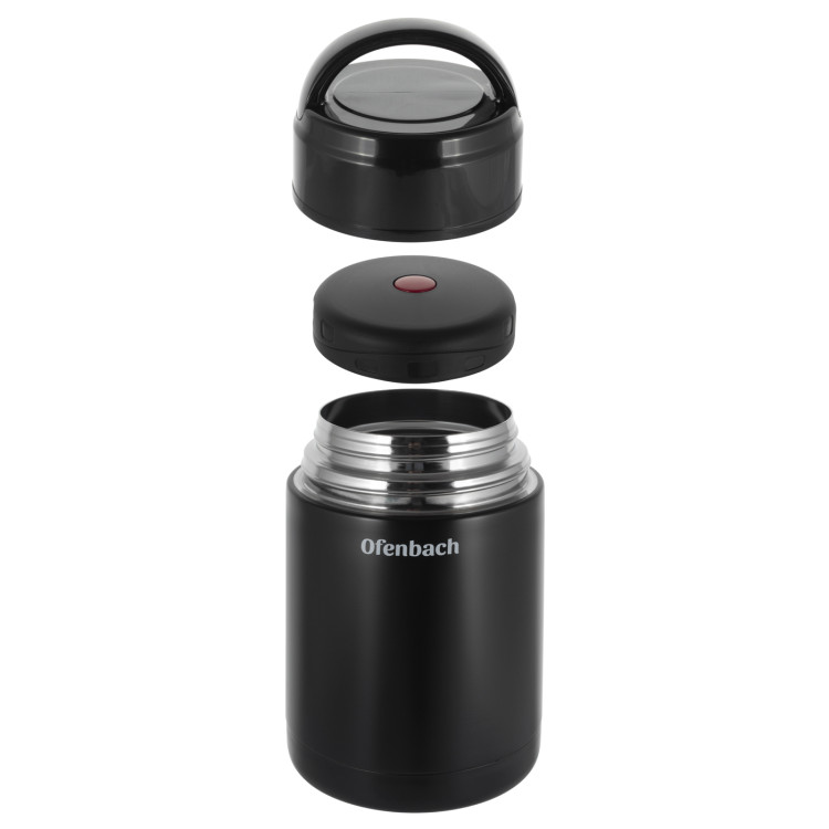 Termos próżniowy Ofenbach 101303 bidon 1000 ml czarny kubek z uchwytem