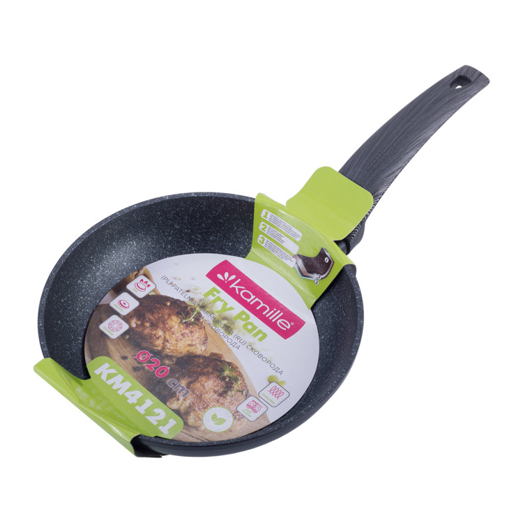 Patelnia marmurowa 20 cm czarna na indukcje KM 4121 Kamille Patelnia marmurowa 20 cm czarna na indukcje KM 4121 Kamille
