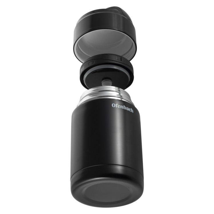 Termos próżniowy Ofenbach 101302 bidon 800 ml czarny kubek z uchwytem Termos próżniowy Ofenbach 101302 bidon 800 ml czarny kubek z uchwytem