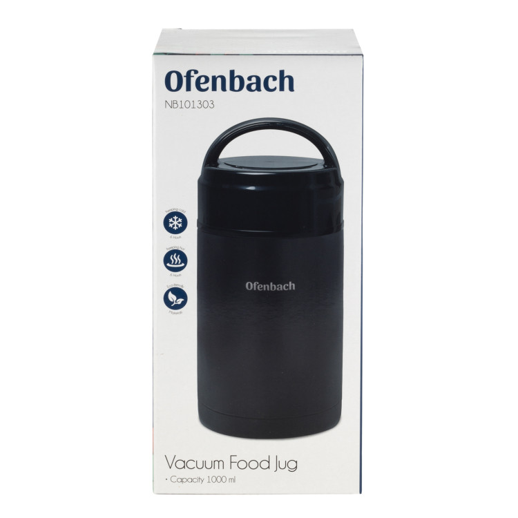 Termos próżniowy Ofenbach 101302 bidon 800 ml czarny kubek z uchwytem