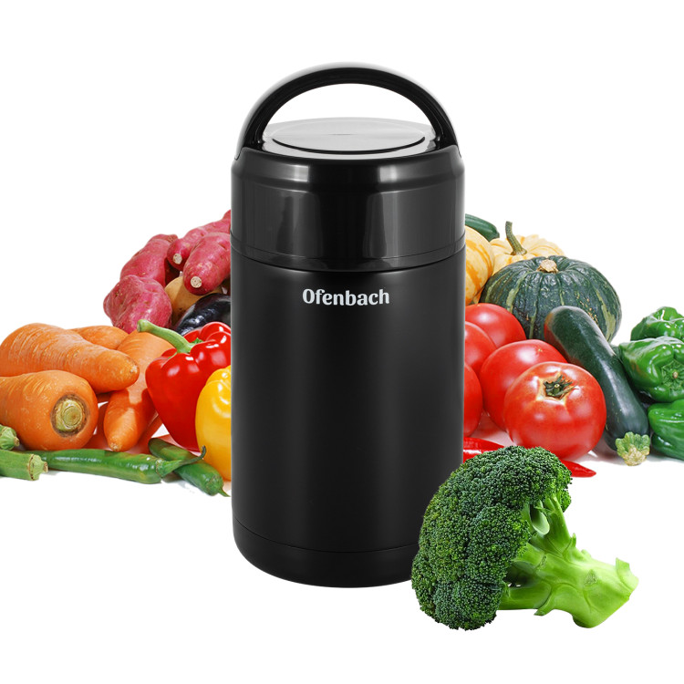 Termos próżniowy Ofenbach 101302 bidon 800 ml czarny kubek z uchwytem