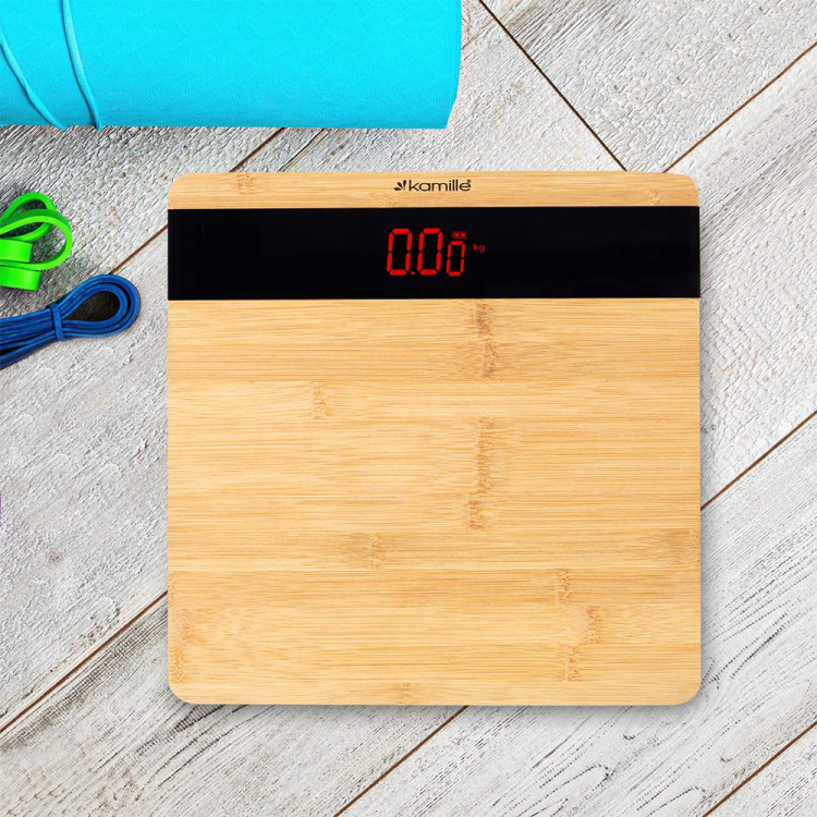 Waga łazienkowa elektroniczna bambusowa z wyświetlaczem LCD KM 7113 Kamille Waga łazienkowa elektroniczna bambusowa z wyświetlaczem LCD KM 7113 Kamille