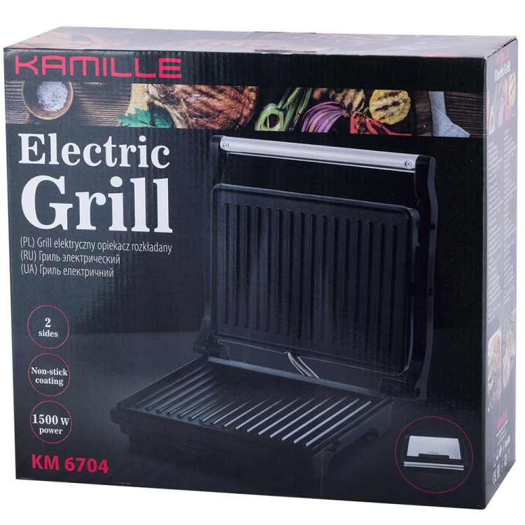 Grill elektryczny 1500W opiekacz rozkładany toster KM 6705 Kamille