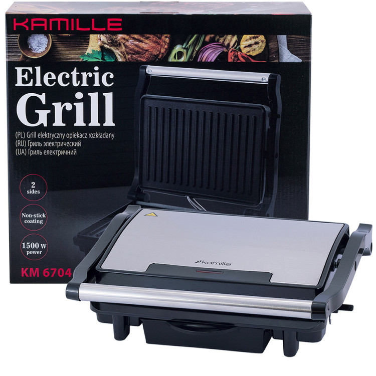 Grill elektryczny 1500W opiekacz rozkładany toster KM 6705 Kamille