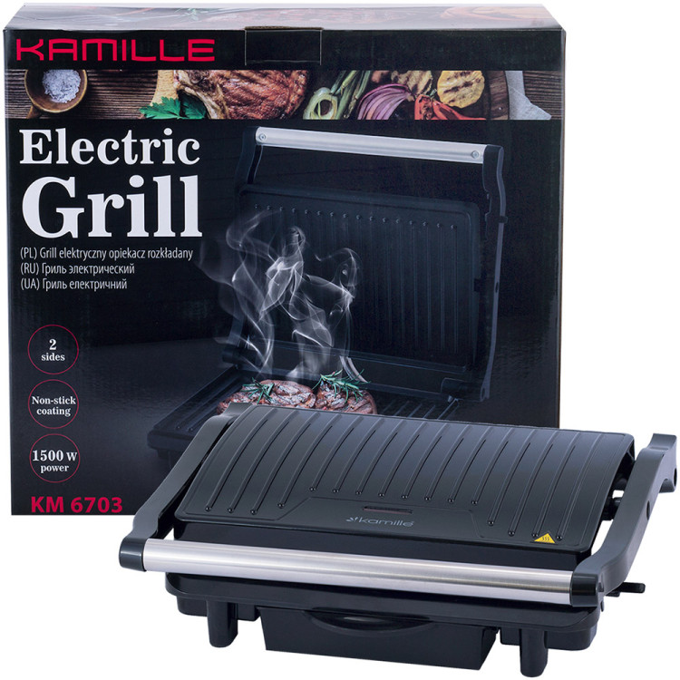 Grill elektryczny 1500W opiekacz składany toster KM 6703 Kamille