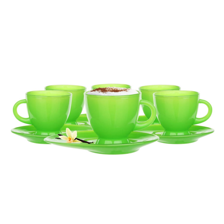 Serwis kawowy na 6 osób Glasmark Roma zestaw 6 zielonych filiżanek ze spodkami + łyżeczki Serwis kawowy na 6 osób Glasmark Roma zestaw 6 zielonych filiżanek ze spodkami + łyżeczki