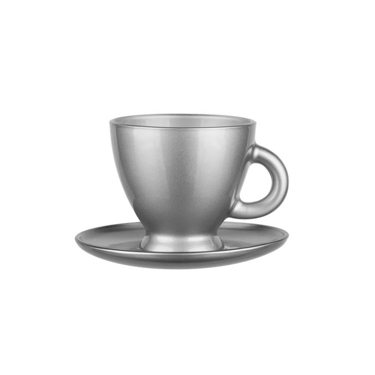 Serwis kawowy na 6 osób Glasmark Roma zestaw 6 srebrnych filiżanek ze spodkami + łyżeczki Serwis kawowy na 6 osób Glasmark Roma zestaw 6 srebrnych filiżanek ze spodkami + łyżeczki