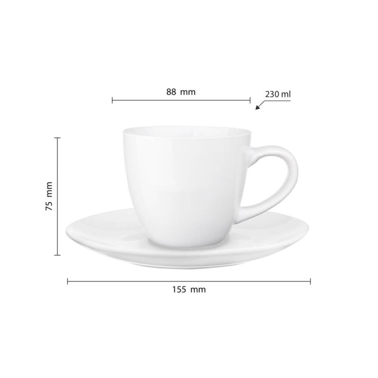 Serwis kawowy biały na 6 osób Glasmark Bruno zestaw 6 filiżanek ze spodkami + łyżeczki Serwis kawowy biały na 6 osób Glasmark Bruno zestaw 6 filiżanek ze spodkami + łyżeczki