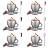 Serwis kawowy na 6 osób Glasmark Roma zestaw 6 srebrnych filiżanek ze spodkami + łyżeczki