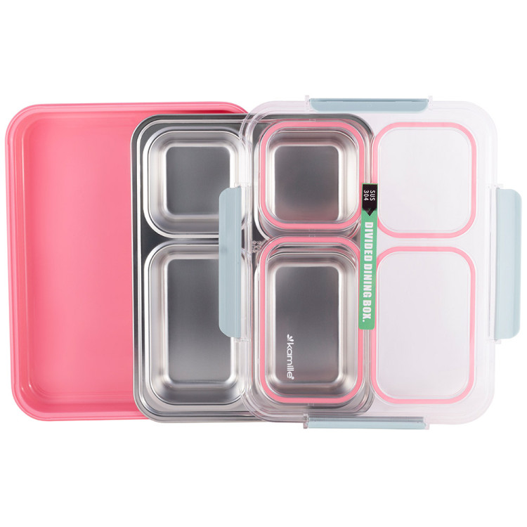 Pojemnik obiadowy z pokrywką 1800ml do przechowywania żywności różowy lunchbox KM 2147 Kamille Pojemnik obiadowy z pokrywką 1800ml do przechowywania żywności różowy lunchbox KM 2147 Kamille