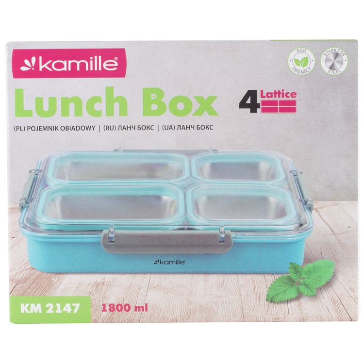 Pojemnik obiadowy z pokrywką 1800ml do przechowywania żywności różowy lunchbox KM 2147 Kamille