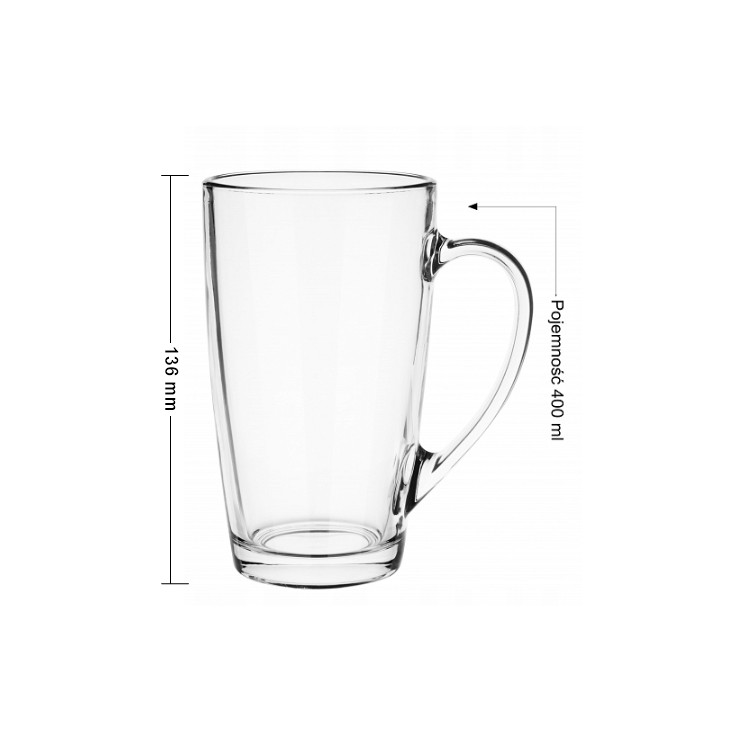 Szklanki z uchem 400ml Glasmark Alex do herbaty kawy latte komplet 6szt