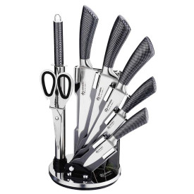 Noże kuchenne Edenberg EB 919 stalowe + stojak zestaw noży szare
