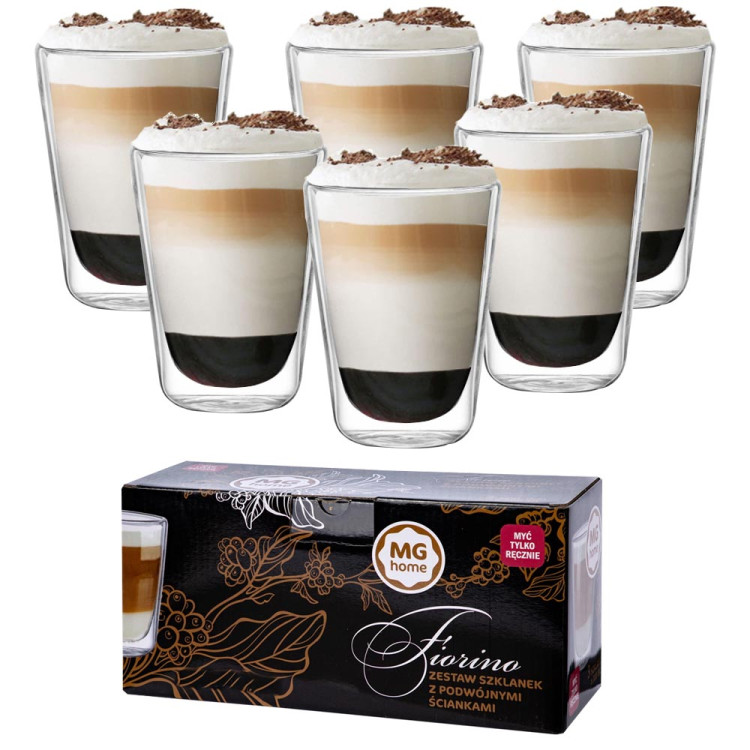 Szklanki termiczne MG Home 350 ml do kawy latte zestaw 6 sztuk