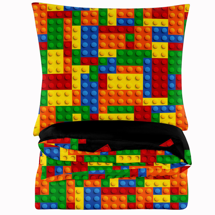 Pościel 160x200 bawełna satynowa 3D Cotton World gruba 4 części z prześcieradłem 1770 klocki lego