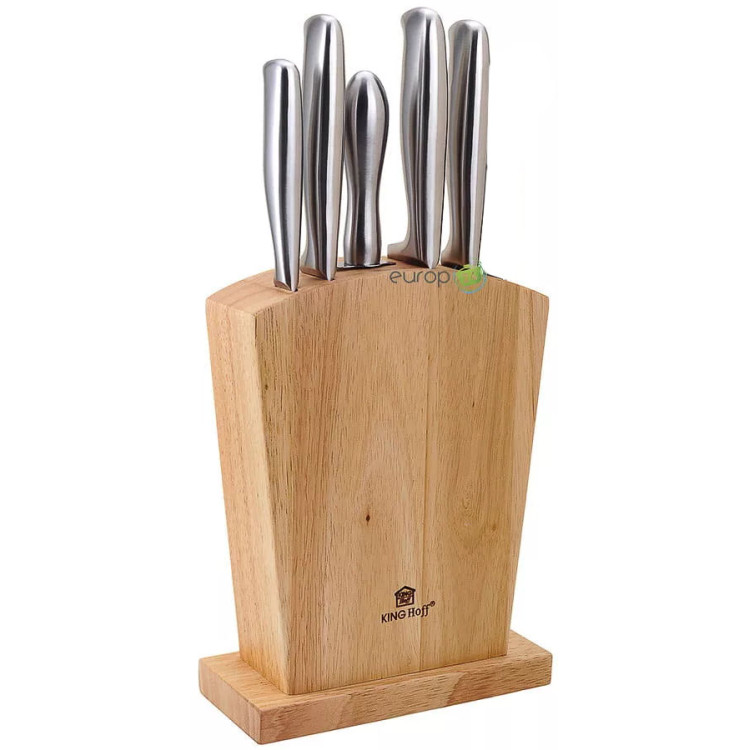 Zestaw 4 noży z ostrzałką KingHoff KH 1154 kuchenne stalowe + stojak, komplet