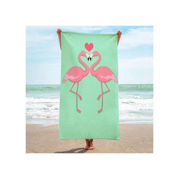 Ręcznik plażowy 70x150 gruby chłonny mikrofibra love flamingos wz6
