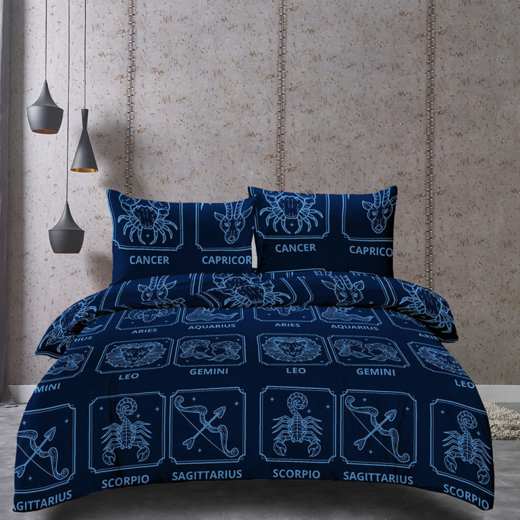Pościel 160x200 bawełna satynowa 3D Cotton World gruba 3 części 2429 znaki zodiaku