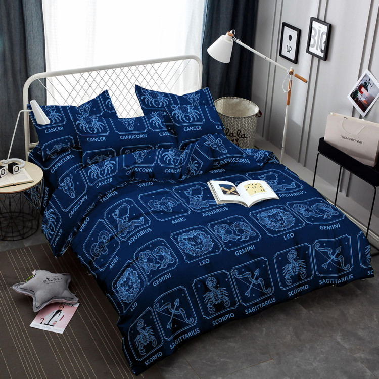 Pościel 160x200 bawełna satynowa 3D Cotton World gruba 3 części 2429 znaki zodiaku