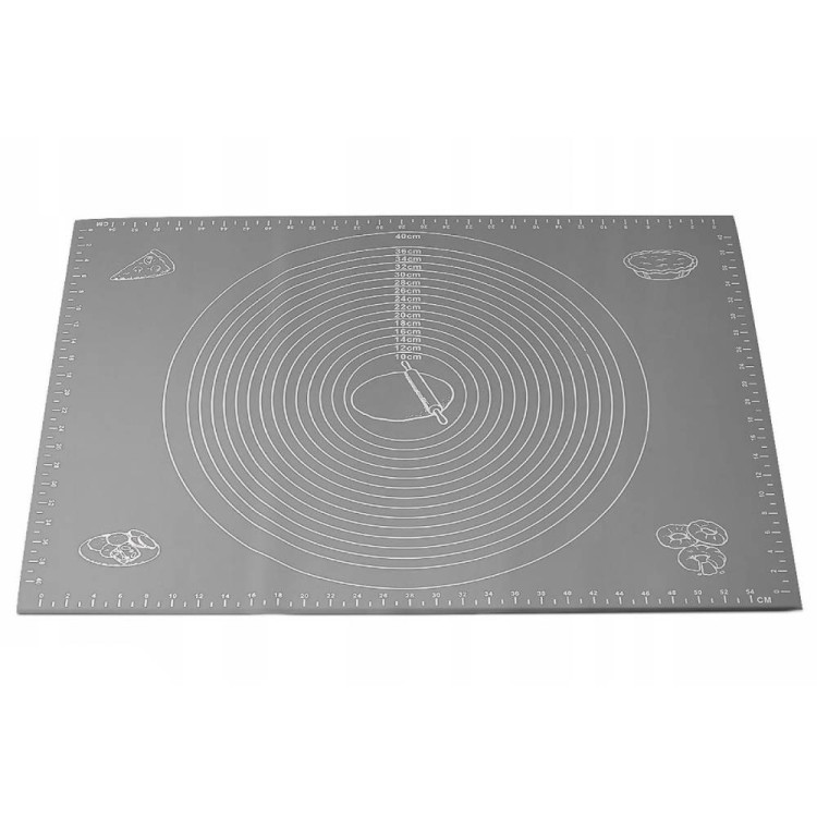 Stolnica silikonowa XXL z miarką mata 60x40 cm szara