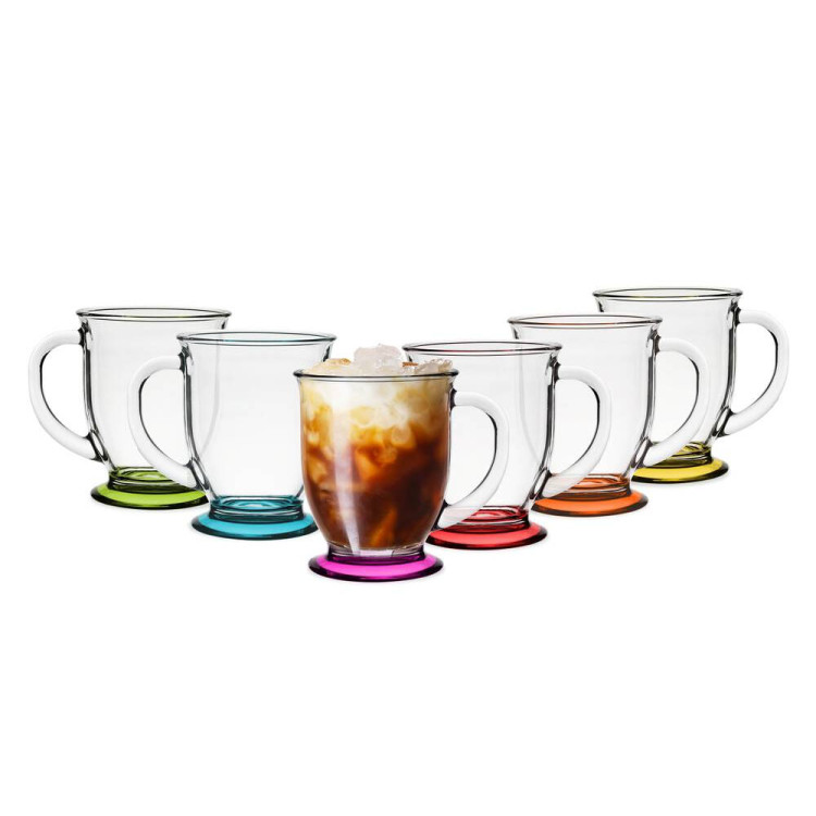 Kubki z uchem Kubas Glasmark kolorowe dno 400 ml zestaw 6 kubków