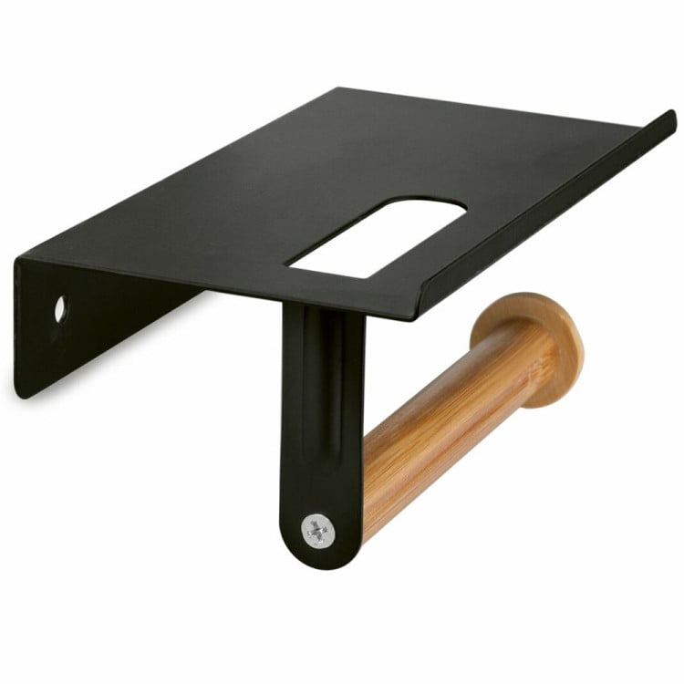 Uchwyt wieszak łazienkowy na papier toaletowy Tadar Wood czarny
