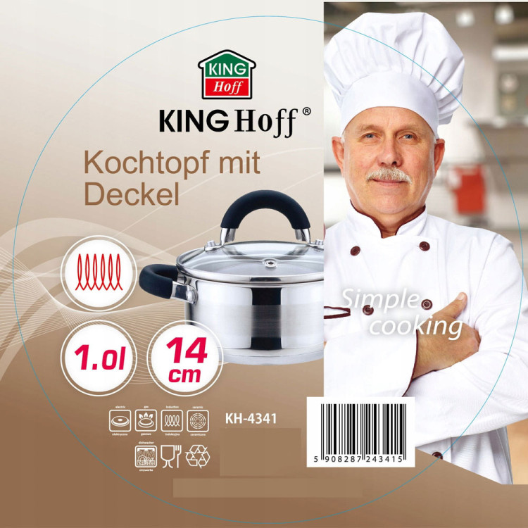 Garnek z pokrywką KingHoff KH 4342 1.5 L stalowy INDUKCJA