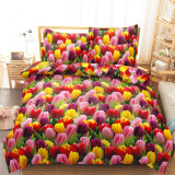 Pościel 140x200 bawełna satynowa 3D Cotton World gruba 2 części 2472 tulipany - 2