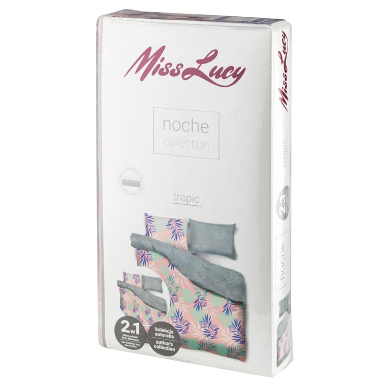 Pościel 160x200 dwustronna mikrofibra Miss Lucy Noche Tropic gruba 3 części liście tropikalne