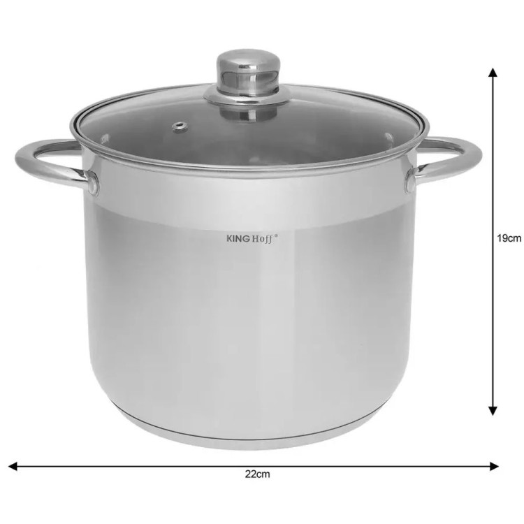 Garnki zestaw 3 dużych garnków stalowych 18/20/22 KINGHoff KH 4309 Gaz Indukcja 4.1/5.6/7.2 litra