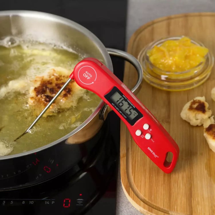 Termometr kuchenny LCD z sondą Kinghoff KH 1670 cyfrowy gastronomiczny do mięsa czerwony