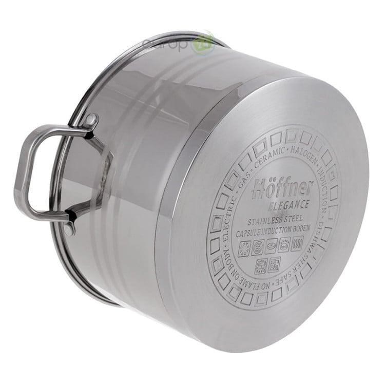Garnki stalowe Hoffner Elegance HF 9937 10 elementowy zestaw garnków z patelnią Indukcja Gaz