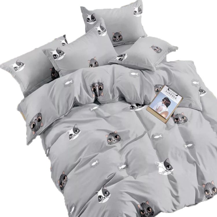 Pościel 160x200 bawełna satynowa 3D Cotton World gruba 3 części 1616 kocie buźki