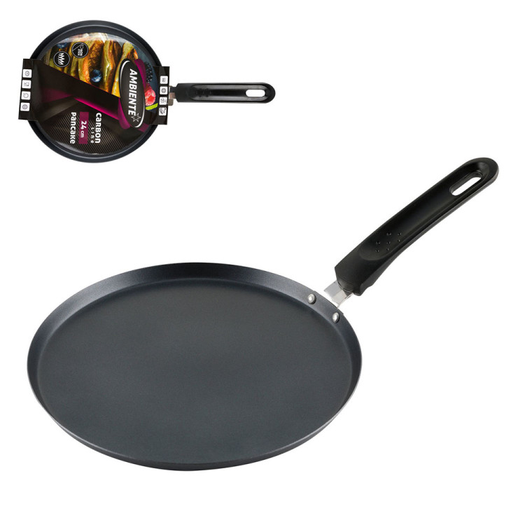 Patelnia do naleśników Florina Carbon 24 cm stal węglowa czarna