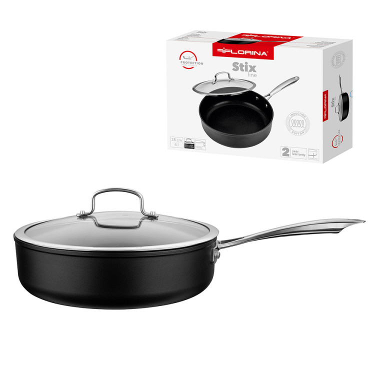 Patelnia z pokrywką na indukcję i gaz Florina Stix 28 cm 4 l