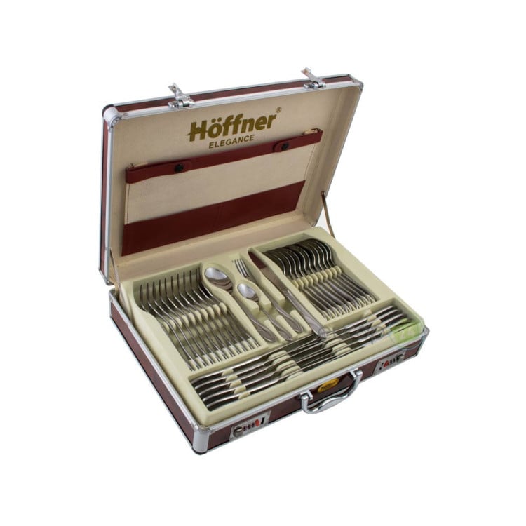 Sztućce w walizce Hoffner HF 2660 SATYNA stal 72 elementy zestaw widelce łyżki Sztućce w walizce Hoffner HF 2660 SATYNA stal 72 elementy zestaw widelce łyżki