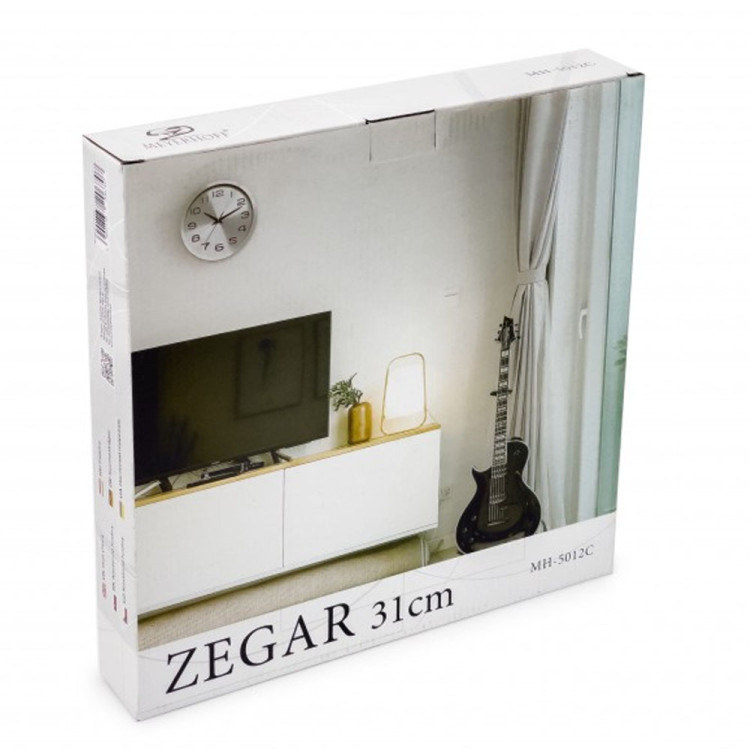 Zegar ścienny okrągły Meyerhoff MH-5012C analagowy cichy 31 cm