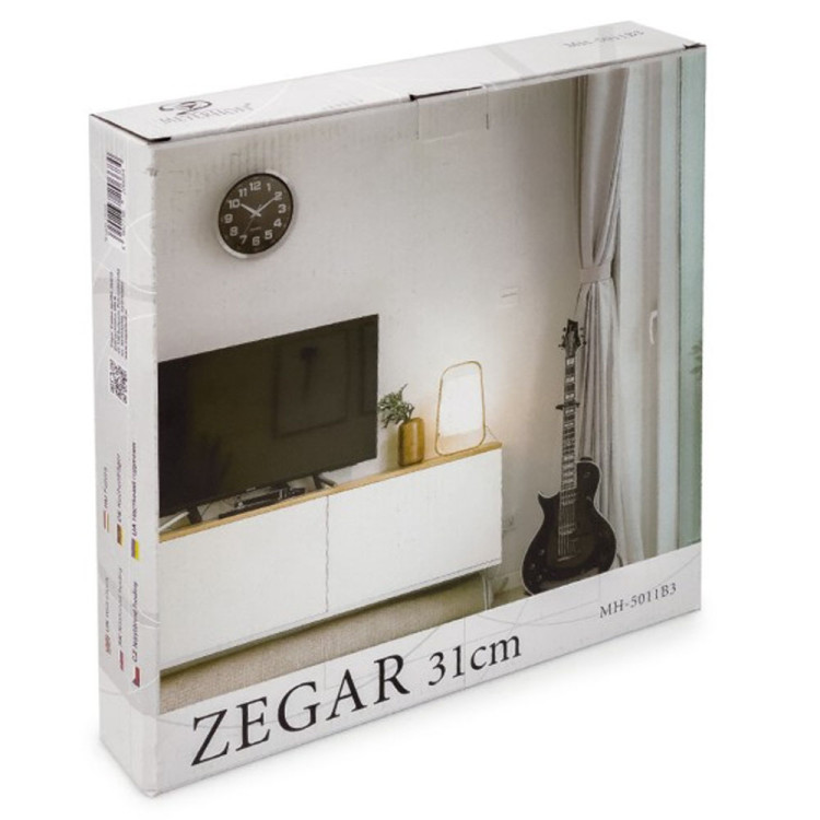 Zegar ścienny okrągły Meyerhoff MH-5011B3 analagowy cichy 31 cm