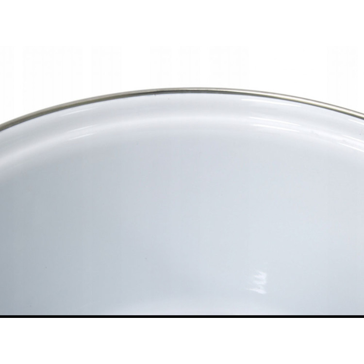 Garnek emaliowany 3.9 L prosty z pokrywką 20 cm Meyerhoff biały w trójkąty
