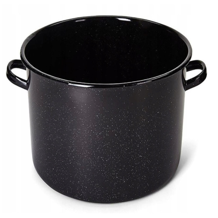 Garnek emaliowany czarny 40 L prosty duży kociołek z pokrywką 40 cm TR 5869 indukcja gaz