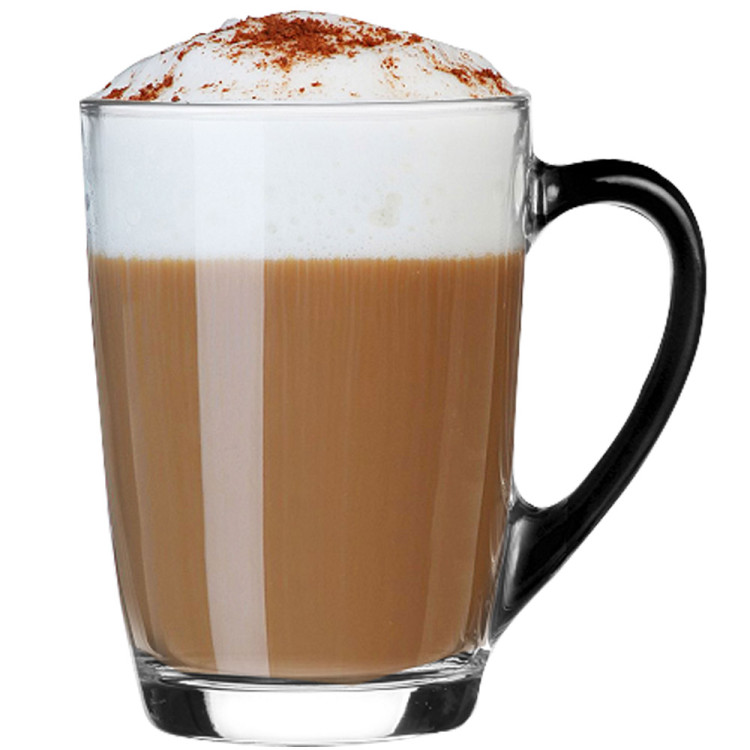 Szklanki z czarnym uchem 300 ml Glasmark Ala do herbaty kawy latte macchiato komplet 6 sztuk