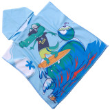 Ręcznik plażowy dla dzieci 60x120 cm Cotton World poncho z kapturem chłonna mikrofibra krokodyl na fali PD 100-B (11)